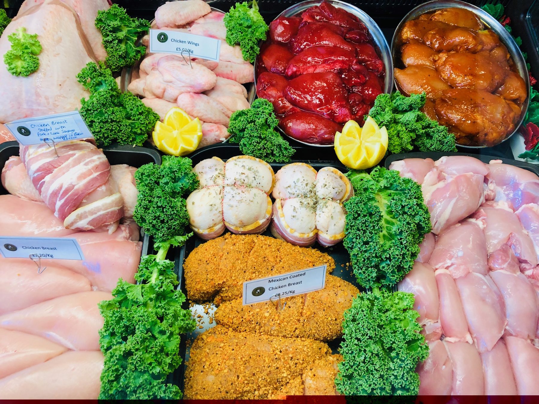 fresh meats on sale in the shop