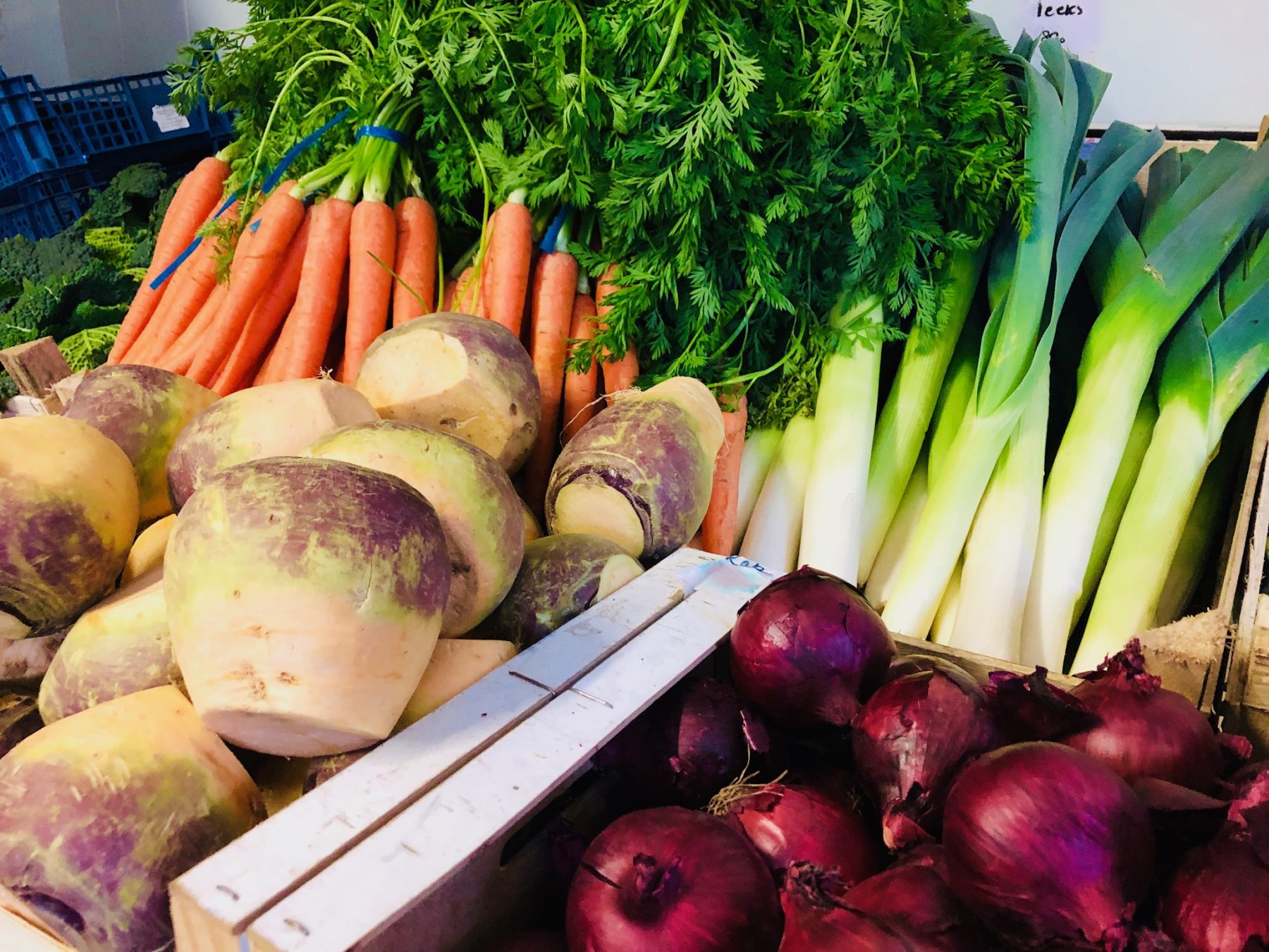 fresh veg on sale in the shop